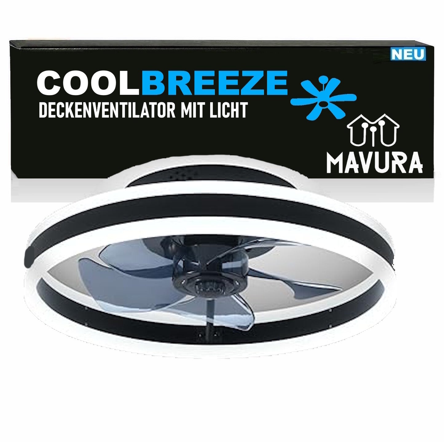 COOLBREEZE Deckenleuchte Leise Deckenventilator mit Beleuchtung Deckenlampe