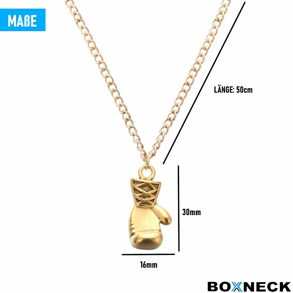 BOXNECK Boxhandschuh Halskette Edelstahl Boxen Punk Rock Kette in Silber / Gold