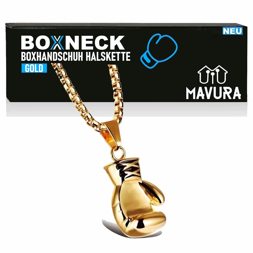 BOXNECK Boxhandschuh Halskette Edelstahl Boxen Punk Rock Kette in Silber / Gold