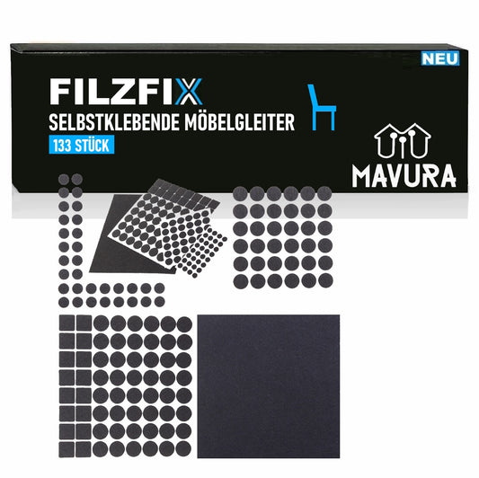 FILZFIX Filzgleiter schwarz 133 Stk Möbelgleiter Stuhlgleiter selbstklebend