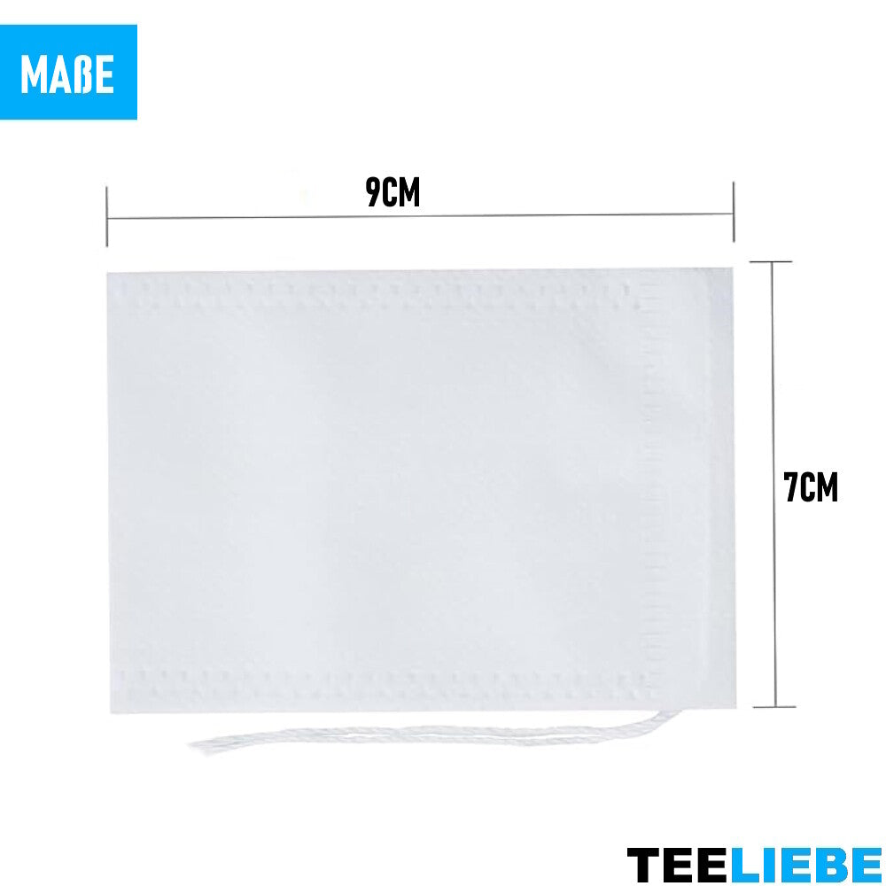 TEELIEBE 300x Teebeutel leer Tee Gewürze Kräuter Teetüten, Beutel Sieb Vlies
