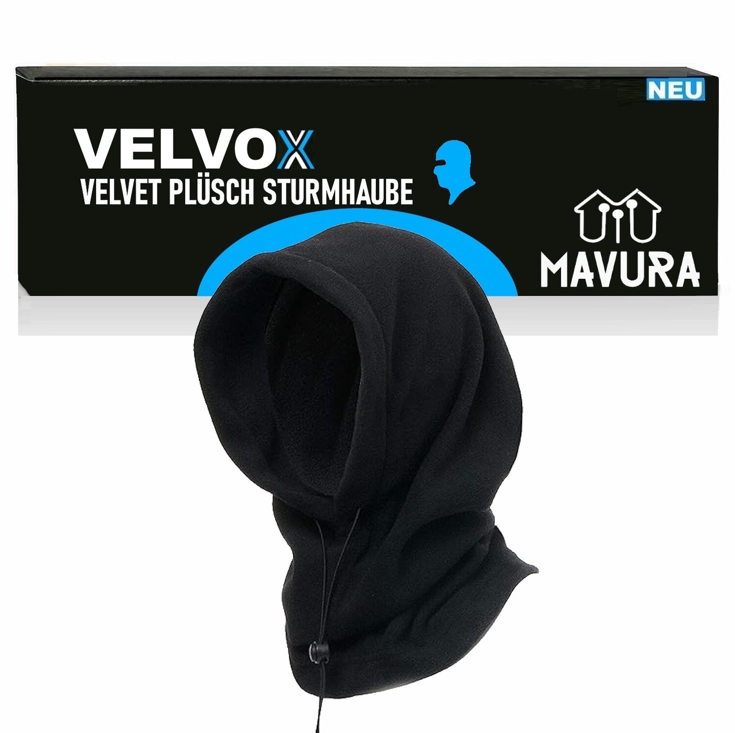VELVOX Velvet Sturmhaube Schwarz Gesichtshaube Kapuze Warm Windfest